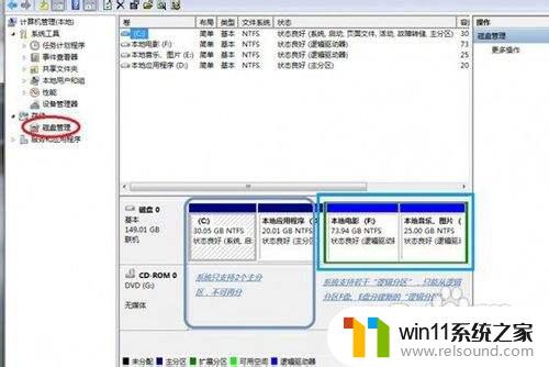 win7电脑分盘的方法 win7怎么给硬盘分区