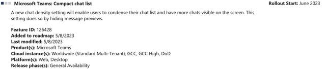 6月上线，微软Teams将引入“紧凑聊天列表”视图，优化聊天体验