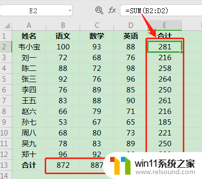 excel表格一键多行求和,快速方便一秒搞定 Excel如何使用函数快速批量求和