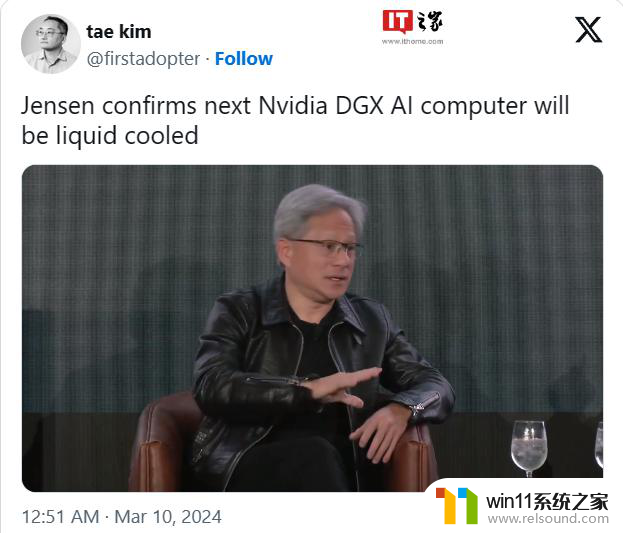 黄仁勋透露英伟达下一代DGX AI系统将采用液冷技术，助力AI计算性能提升