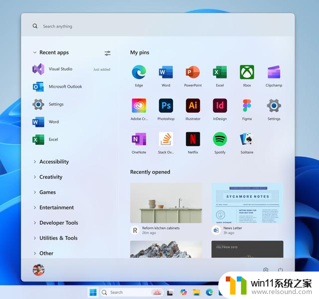 微软Windows 11“开始”菜单概念图展示，粉丝建议引入但不对外发布
