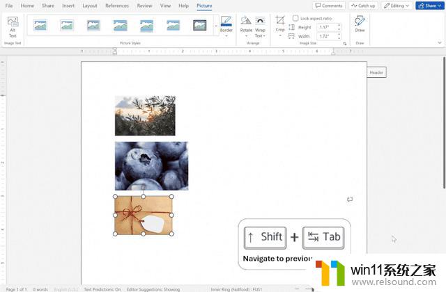 网页版微软Word新增快捷键，可快速选择图片详解